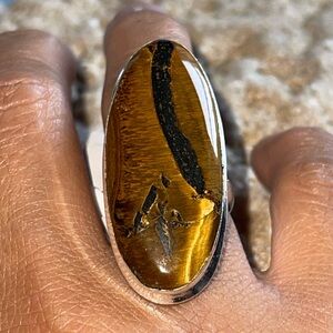 Golden Chatoyant Tigereye Ring Size 7 1/2